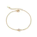 Delicate gold-plated 925 sterling silver chain bracelet with a sparkling zircon charm - Letter Q / Gold