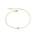 Gold-plated 925 sterling silver bracelet with zircon-encrusted letter T initial - Letter T / Gold