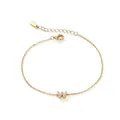 Elegant 18K gold plated 925 silver bracelet with sparkling zircon letter W charm - Letter W / Gold