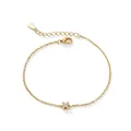 Elegant gold plated 925 sterling silver chain bracelet with zircon studded letter X charm - Letter X / Gold