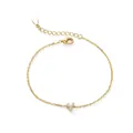 Gold plated 925 sterling silver chain bracelet with zircon initial letter Y pendant - Letter Y / Gold