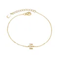 Elegant gold plated 925 sterling silver initial letter E bracelet with zircon stones - Letter E / Gold