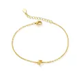 Gold-plated 925 sterling silver chain bracelet with a zircon-encrusted letter F charm. - Letter F / Gold