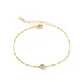 Elegant 925 sterling silver gold plated bracelet with shimmering letter G zircon pendant - Letter G / Gold