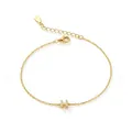 Elegant gold 925 sterling silver chain bracelet with zircon-paved letter H charm - Letter H / Gold