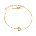Elegant 925 sterling silver gold plated bracelet with sparkling zircon letter D initial charm - Letter D / Gold