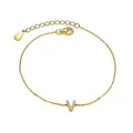 925 sterling silver gold-plated bracelet with pavé cubic zirconia letter V pendant - Letter V / Gold