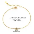 Minimalist 925 sterling silver gold bracelet with zircon initial A pendant charms - Letter A / Gold