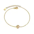 Elegant gold-plated 925 sterling silver bracelet with sparkling zircon letter S - Letter S / Gold