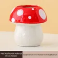 Adorabile portaoggetti in ceramica a fungo rosso per pennelli e cancelleria da ufficio - Forma a Fungo / Rosso a pois bianchi