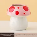 Porta pennelli trucco e cancelleria in ceramica a forma di fungo rosa da scrivania - Forma a Fungo / Base Rosa Punti Rossi