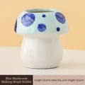 Portapenne in ceramica a forma di fungo blu e organizer per pennelli da trucco - Forma a Fungo / Blu chiaro con pois blu scuro