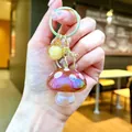 Creative iridescent mushroom charm keychain in golden finish for bags - Gold Hardware Electroplated Mushroom / Aurora Brown