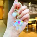 Creative colorful mushroom resin keychain with golden hardware and iridescent ball charm - Gold Hardware Electroplated Mushroom / Iridescent White
