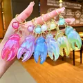 Creative iridescent crab claw keychains in 6 vibrant colors as fashion bag charms - Gold Hardware Electroplated Crab Claw / Aurora Mixed Colors