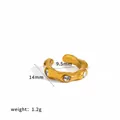 Elegante 18k vergoldete C-förmige Ohrklemme aus Edelstahl mit funkelnden Kristallen - Wellen-Strass-Stil (TE60802-G) / Einzelstück / Gold