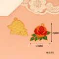 Detailed macro view of enamel rose charm showing 23x25mm dimensions and 1.9g weight - Rose (M-045) / Rose
