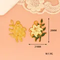 Elegant lily flower enamel alloy pendant for DIY jewelry making with dimensions 21x28mm - Lily