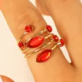Elegant French style wrap ring featuring red gemstones and sparkling rhinestones gold - Ring (M-508)