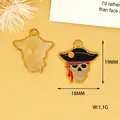 Detailed view of enamel skull pirate charm with 18x19mm size measurements and weight. - Skull Pirate / 1 Piece/Pack (18x19mm)