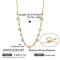 Goldene Edelstahl-Halskette mit Zirkonia-Steinen für einen eleganten Look - Goldener runder weißer Zirkonia-Stil (JDN0312245-WT)