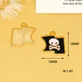 Detail view of 18mm pirate flag enamel pendant for DIY jewelry making projects. - Skeleton Flag / 1 Piece/Pack (18x18mm)