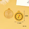 Detail of yellow enamel compass charm with size measurements 20mm by 17.5mm - Compass / 1 Piece (20x17.5mm)