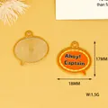 Measurement detail of 'Ahoy! Captain' enamel speech bubble charm for DIY jewelry. - Ahoy Oval / 1 Piece (17x18mm)