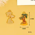 Detailed view of tropical tree treasure chest alloy charm with 21mm height dimension - Coconut Tree / 1 Piece/Pack (21x14mm)