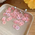 Élégantes boucles d'oreilles bohèmes avec disques de nacre rose, perles et clous argent. - Style de Disque Radial (31#) / Rose
