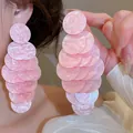 Boucles d'oreilles bohèmes roses à pétales superposés avec aiguilles en argent hypoallergénique - Style de Disque Superposé (35#) / Rose