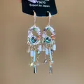 Boucles d'oreilles pendantes de style vintage avec cristaux et perles multicolores - 5# Style Gland Perlé Gemme