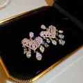 Boucles d'oreilles de style cour vintage en forme d'éventail avec cristaux roses et glands - 30# Gland Éventail Cœur Rose