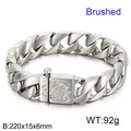 Schweres gebürstetes Gliederkettenarmband aus Edelstahl für Herren mit Prägeverschluss - Geprägter Verschluss Stil (KB23620-D) / 220x15x6mm / Silber Matt