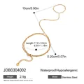 Gold-plated stainless steel finger ring bracelet with detailed size measurements - Round Tag Charm Fine Chain Style (JDB0304002)