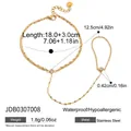 Gold stainless steel hand chain finger bracelet with cubic zirconia accents and ring - Round Zirconia Light Luxury Style (JDB0307008)