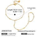 Elegant stainless steel gold-plated bead chain finger bracelet with adjustable length - Cylindrical Metal Bead Accent Style (JDB0307018)