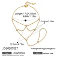 Gold stainless steel finger bracelet with cubic zirconia in a dainty multi-chain design - Gold Round Bead Node Style (JDB0307017)