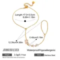 Premium gold stainless steel finger bracelet with zircon details and specific measurements - Heart Lobster Clasp Pendant Style (JDB0301333)