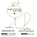 Adjustable gold stainless steel hand chain bracelet with clear zircon stones detail. - White Zirconia Solitaire Style (JDB0203307-WT)