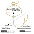 Gold-plated stainless steel cross hand chain ring with sparkling zircon stones detail - Cross Zirconia Pendant Style (JDB0203306)
