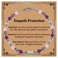 Heilendes Amethyst Rosenquarz Hämatit Perlenarmband mit Edelstahl Karte Set - Empath Schutz Perlenarmband