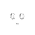 Minimalist s925 sterling silver smooth round 9mm hoop earrings for daily jewelry wear - 9mm White Gold