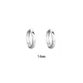 Minimalist s925 silver hoop earrings with 14mm diameter and high polished finish - 14mm Platinum Color