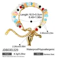 Edelstahl Perlenarmband mit goldenen See-Anhängern für den Strandurlaub-Look - Meereslebewesen Perlenarmband Stil (JDB0301329)