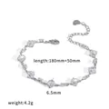 Silver stainless steel bracelet with square and marquise crystals detail - Minimalist Transparent Style (TB5247)