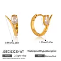 Gold-plated stainless steel hoop earrings with oval zirconia, 1.52cm diameter - Oval Stone Ear Buckle (JDE0312230-WT)