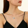 Sweet light blue flower pendant necklace with colorful beads for stylish women - Blue Flower Style