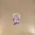 Close-up detail of the purple resin flower and clear glass beaded elastic ring structure - Flower Shape / Purple