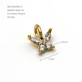 Detailed view of a gold plated stainless steel butterfly pendant with zircon. - Butterfly Style (ZA2328G-01) / 7.5MM / Gold